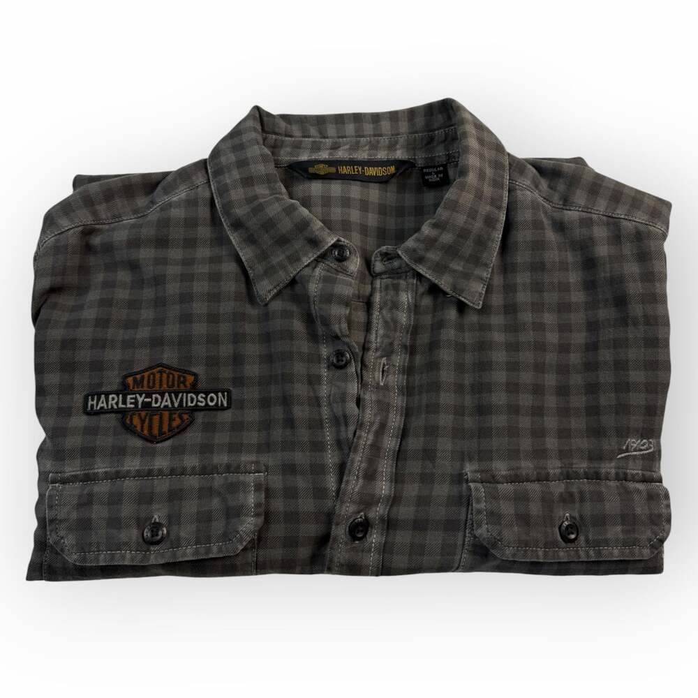 Faded Harley Davidson Plaid Biker Shirt Men’s Large